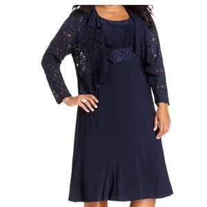R&M Richards Lace Sequin Jacket Dress